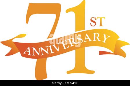 71 Year Ribbon Anniversary Stock Vector