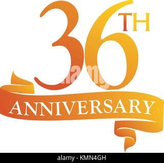 36 Year Ribbon Anniversary Stock Vector