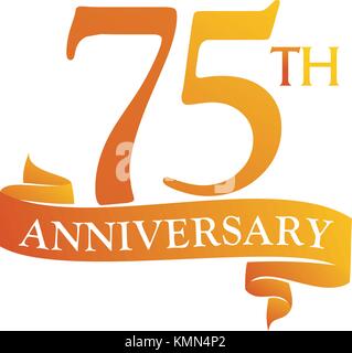 75 Year Ribbon Anniversary Stock Vector