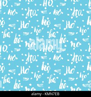 New Year and Cristmas seamless pattern, with Ho Ho Ho hand drawn letters, retro, vintage Seamless Pattern. Background Vector Illustration Stock Vector