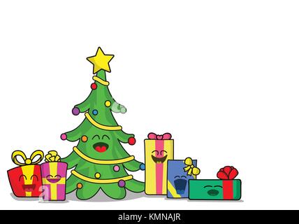 CHRISTMAS TREE CARTOON Stock Vector