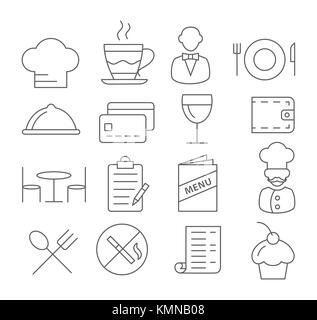 Restaurant Line Icons Stock Vector