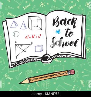 Back to School lettering quote, vector illustration Stock Vector