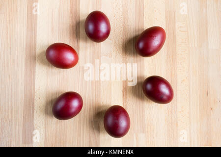 Easter eggs on wooden background Stock Photo