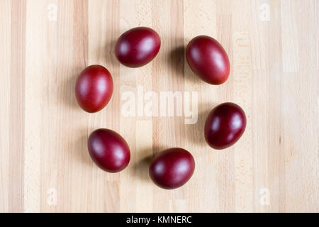 Easter eggs on wooden background Stock Photo