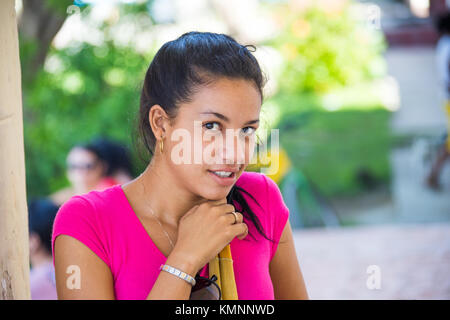 Young local woman in Cienfuegos, Cuba Stock Photo