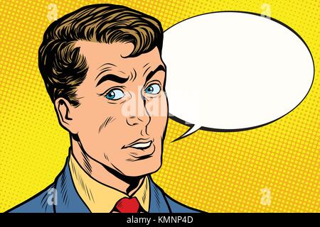 pop art businessman. comic cloud. retro vector illustration Stock Vector