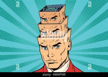 head a maze of personality inside the head. Medicine and psychology. Mental disorders. Pop art retro vector illustration Stock Vector