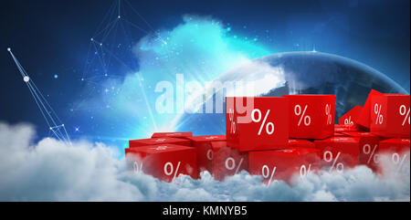 Vector icon of percentage symbol against earth seen from space Stock Photo