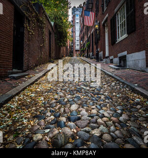 Acorn Street in the historic district of Beacon Hill in Boston, MA Stock Photo