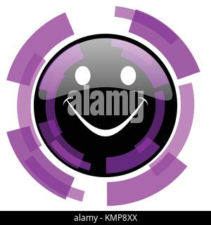 Smile pink violet modern design vector web and smartphone icon. Round button in eps 10 isolated on white background. Stock Vector