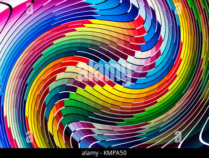 Colour test created by a printer, plays lots of colors,distorted image in a circular motion. Stock Photo