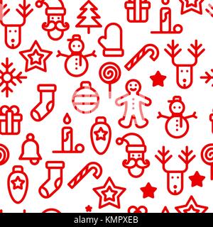 Christmas symbols seamless pattern simple vector illustration. Stock Vector