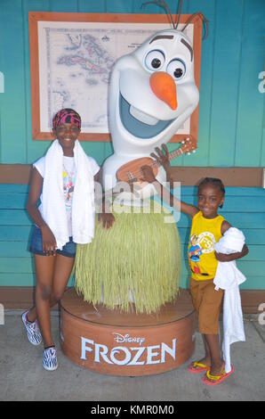 Disney's Castaway Cay private island in the Bahamas frozen Stock Photo