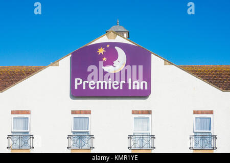 England Premier inn logo premier inn sign on front of hotel building premier inn facade premier inn hotel chain Stock Photo