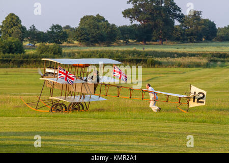 1911 Avro Triplane Replica at The Shuttleworth Collection Evening Flying July 2013 Stock Photo