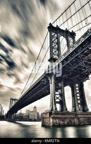 HDR image of Manhattan Bridge - view from Manhattan. Stock Photo