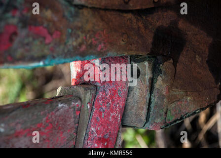 Close up image of a rusty boat in an old boatyard Stock Photo