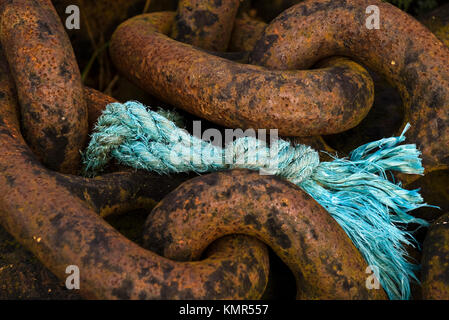 Close up image of a rusty boat in an old boatyard Stock Photo