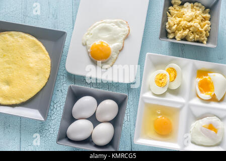 Variety of egg dishes Stock Photo