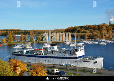 Big cruise ship at the Lappeenranta harbour on October 12, 2013. Lappeenranta is the seaport on the Saima canal Stock Photo