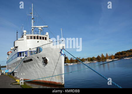 Big cruise ship at the Lappeenranta harbour on October 12, 2013. Lappeenranta is the seaport on the Saima canal Stock Photo