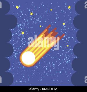Yellow Star Isolated on Starry Background Stock Vector