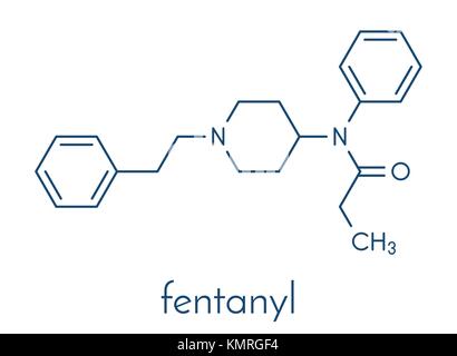 Fentanyl (fentanil) opioid analgesic drug molecule. Skeletal formula. Stock  Vector