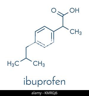 Ibuprofen pain and inflammation drug (NSAID) molecule. Skeletal formula. Stock Vector