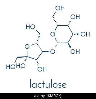 Lactulose chronic constipation drug (laxative) molecule. Skeletal formula. Stock Vector