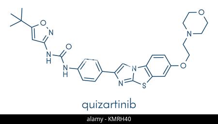 Quizartinib investigational acute myeloid leukemia (AML) drug, chemical structure Skeletal formula. Stock Vector