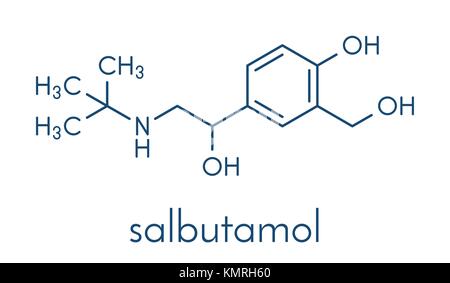 Salbutamol (albuterol) asthma drug molecule. Often administered via