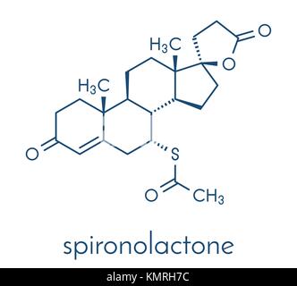 Spironolactone diuretic, antihypertensive and antiandrogen drug molecule. Skeletal formula. Stock Vector