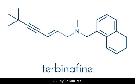 Terbinafine antifungal drug molecule. Skeletal formula. Stock Vector