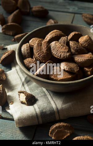 Raw Brown Organic Shelled Brazil Nuts in a Bowl Stock Photo