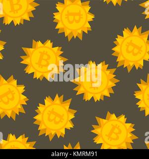 Bitcoin computer virus pattern. Crypto currency is web bug background. Vector illustration Stock Vector