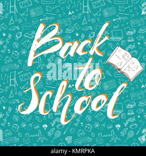 Back to School lettering quote, vector illustration Stock Vector