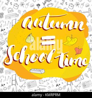 Back to School lettering quote, vector illustration Stock Vector