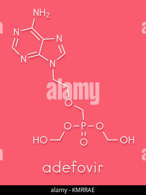 Adefovir hepatitis B and herpes simplex virus (HSV) drug molecule. Skeletal formula. Stock Photo