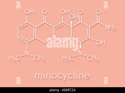 Minocycline Antibiotic Drug (tetracycline Class) Molecule. Stylized ...