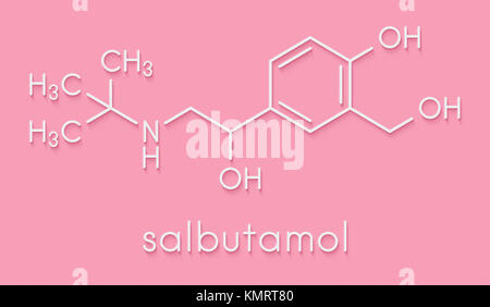 Salbutamol (albuterol) asthma drug molecule. Often administered via