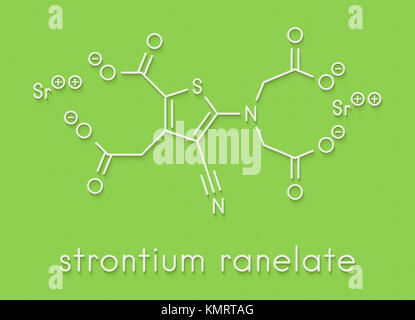 Strontium ranelate osteoporosis drug molecule. Stylized skeletal ...