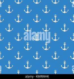 Anchor Icon Seamless Pattern, Flat Vector Art Illustration Stock Vector ...