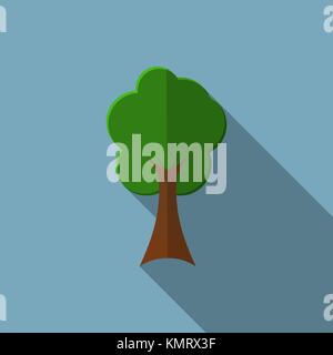 Flat design modern vector illustration of tree icon, with long shadow. Stock Vector