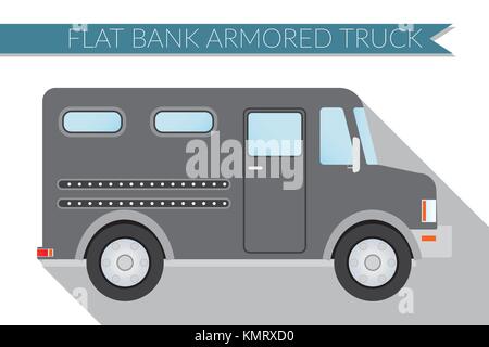 Flat design vector illustration city Transportation, bank armored Truck, side view . Stock Vector