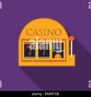 Flat design vector slot machine icon with long shadow Stock Vector