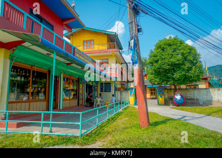 POKHARA, NEPAL - OCTOBER 06 2017: Grocery store inside of a building at outdoors, in Pokhara, Nepal Stock Photo