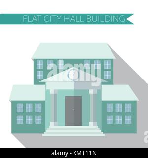 Flat design modern vector illustration of city hall building icon, with long shadow. Stock Vector