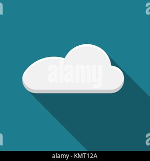 Flat design vector cloud icon with long shadow. Stock Vector