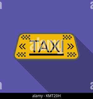 Flat design vector taxi icon with long shadow. Stock Vector